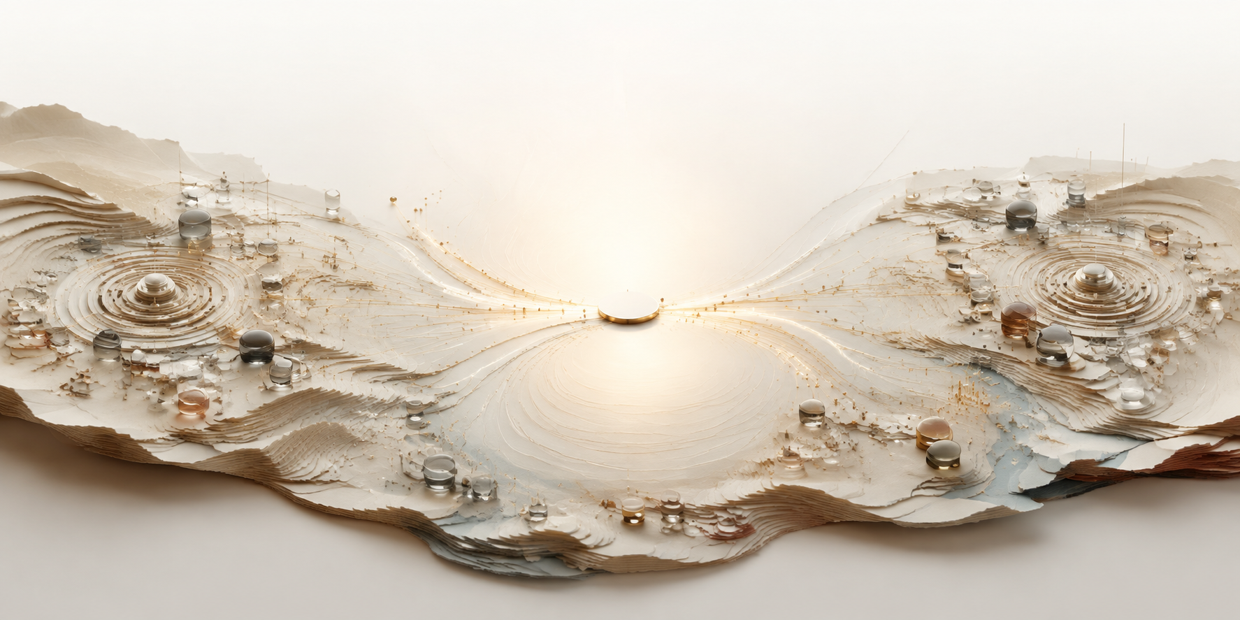 A sculptural map of search paths and citation networks radiating from one source